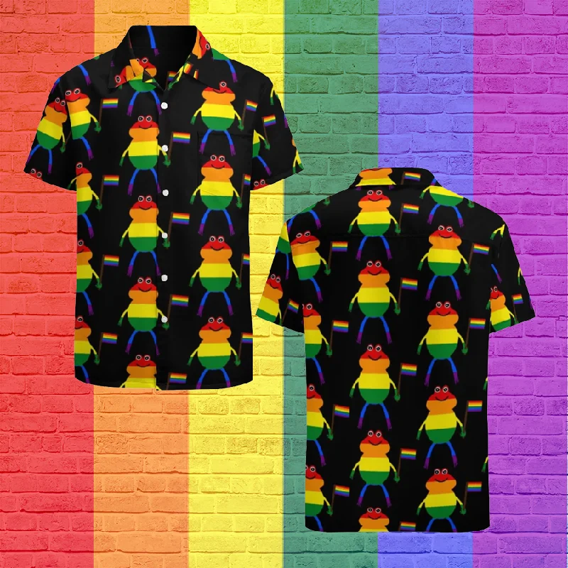 Lgbt Frog Holding Pride Flag Hawaiian Vintage Shirt Mens Button Down Plus Size Tropical Hawaii Beach Shirts Lgbt Frog Holding Pride Flag Hawaiian Vintage Shirt Mens Button Down Plus Size Tropical Hawaii Beach Shirts