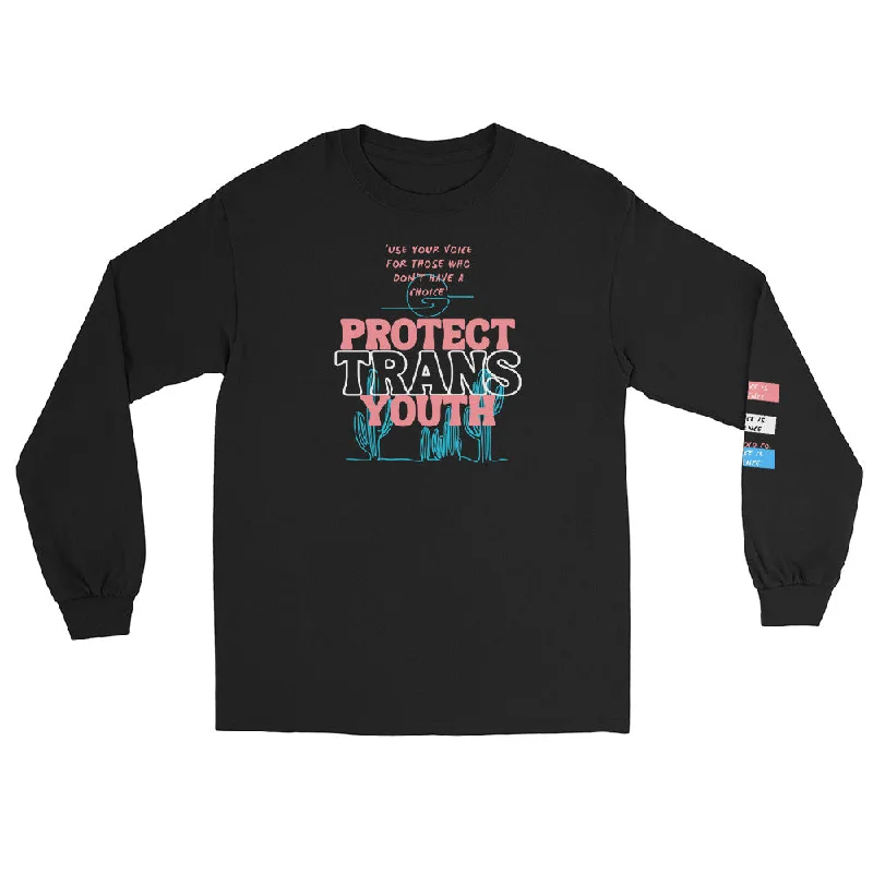 Affordable graphic tees for LGBTQ+ community events--Protect Trans Youth Unisex Long Sleeve Shirt Affordable graphic tees for LGBTQ+ community events--Protect Trans Youth Unisex Long Sleeve Shirt