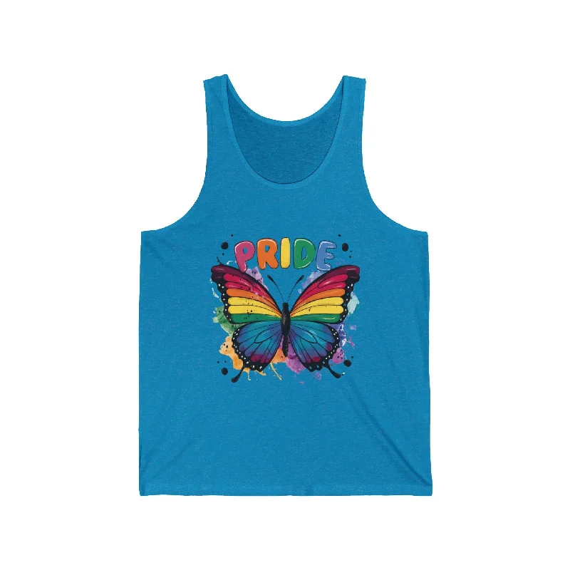 Graphic pride t-shirts with retro pride parade themes--Butterfly Gay Pride Tank Top