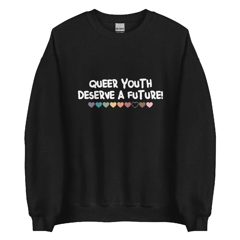 Hoodies with rainbow peace signs and slogans--Queer Youth Deserve A Future Unisex Sweatshirt Hoodies with rainbow peace signs and slogans--Queer Youth Deserve A Future Unisex Sweatshirt