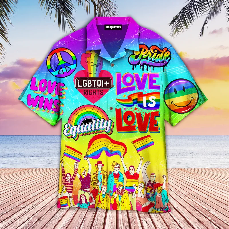 Lightweight graphic tees for summer pride events--Pride Equality Hawaiian Shirt, Lgbtqi Love Wins Love Is Love Pride Month Hawaiian Shirt Lightweight graphic tees for summer pride events--Pride Equality Hawaiian Shirt, Lgbtqi Love Wins Love Is Love Pride Month Hawaiian Shirt
