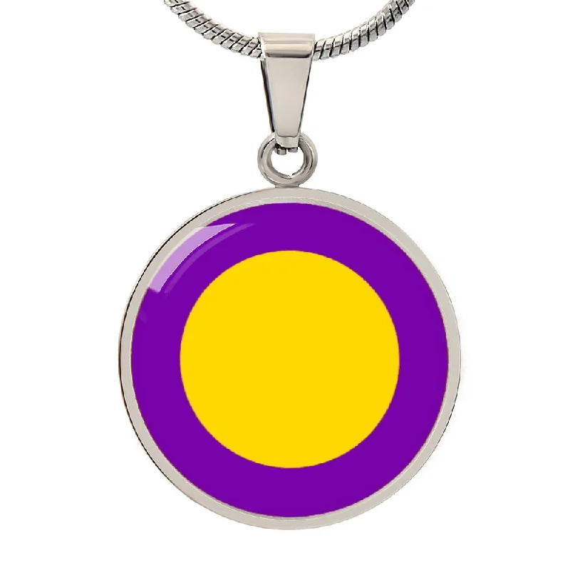 Intersex Pride Circle Pendant Necklace