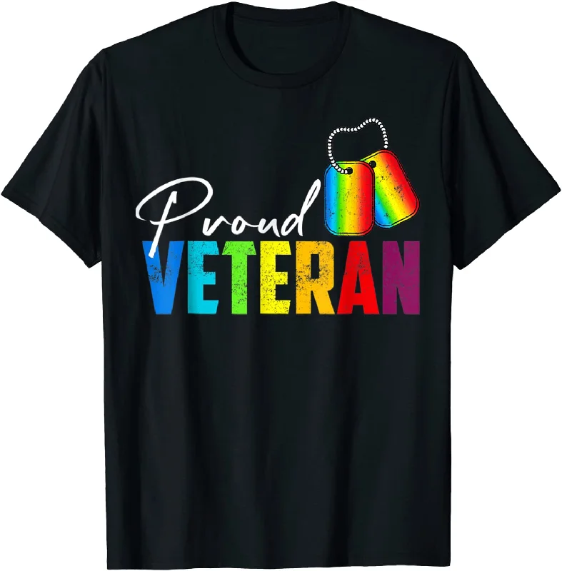 Proud Veteran LGBT Gay Pride Rainbow US Military Trans T-Shirt