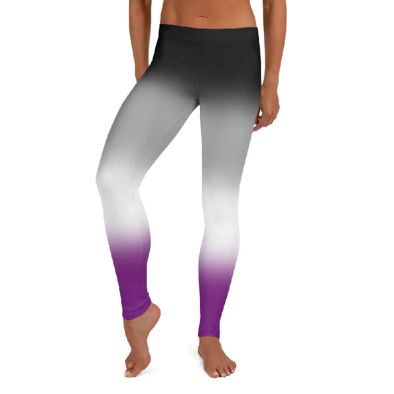 Asexual Ace Pride Women's Leggings Yoga Pants in Ombre
