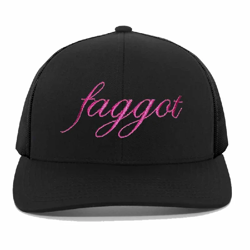 Faggot Script Mesh Trucker Snapback Hat