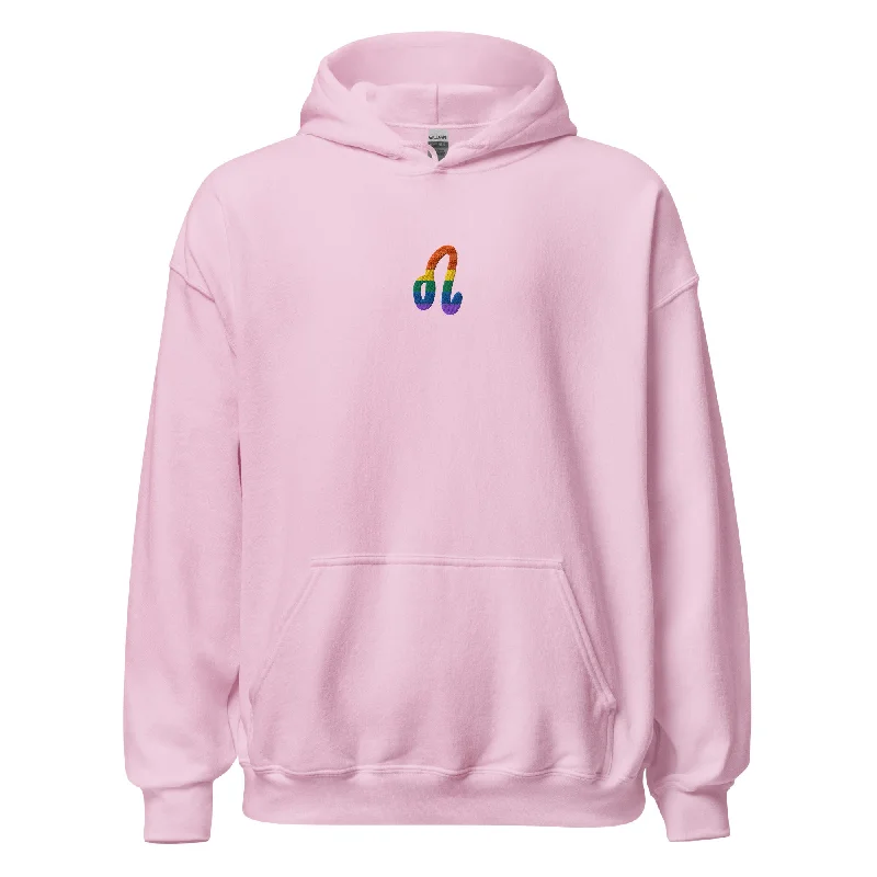 Where to buy hoodies with LGBTQ+ symbols--Leo Rainbow Embroidered Unisex Hoodie