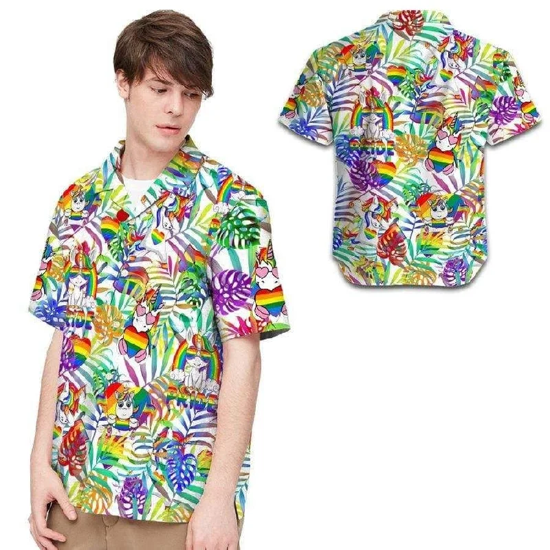 Graphic pride t-shirts with rainbow peace and love designs--Trans 3D T Shirt, Nice Rainbow Unicorn Tropical Design Hawaiian Shirt Graphic pride t-shirts with rainbow peace and love designs--Trans 3D T Shirt, Nice Rainbow Unicorn Tropical Design Hawaiian Shirt