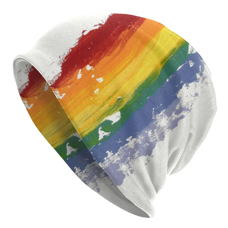 Affordable graphic tees for LGBTQ+ community events--LGBT Rainbow Bonnet Beanie Hat