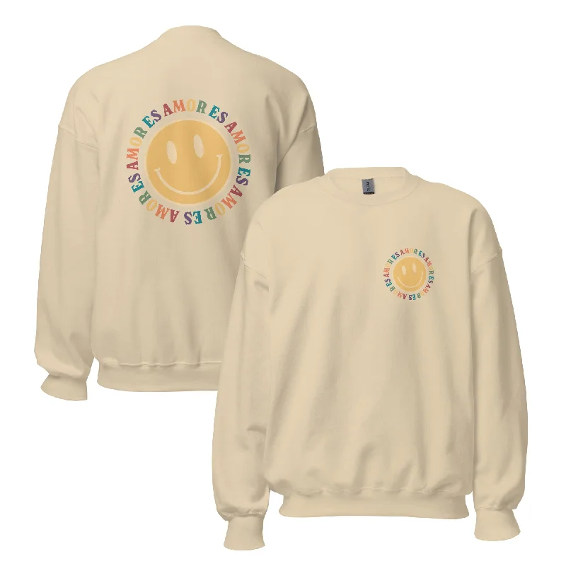 Hoodies with rainbow peace and love designs--Amor es Amor Smiley Face Unisex Sweatshirt Hoodies with rainbow peace and love designs--Amor es Amor Smiley Face Unisex Sweatshirt