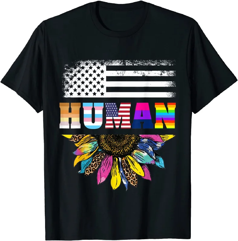 Gay Pride Shirt, Human Sunflower LGBT Flag Gay Pride Month Proud LGBTQ T Shirt
