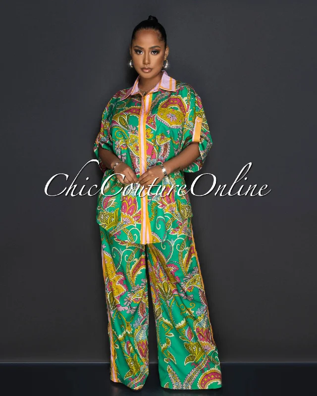 alecia-green-print-shirt-wide-pants-silky-set