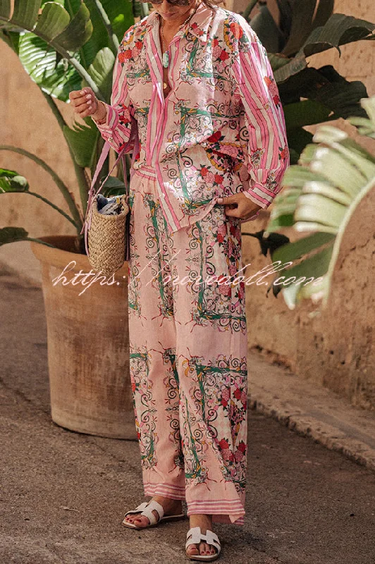 botanical-floral-print-resort-casual-shirt-top-and-elastic-waist-loose-pocket-pants-set