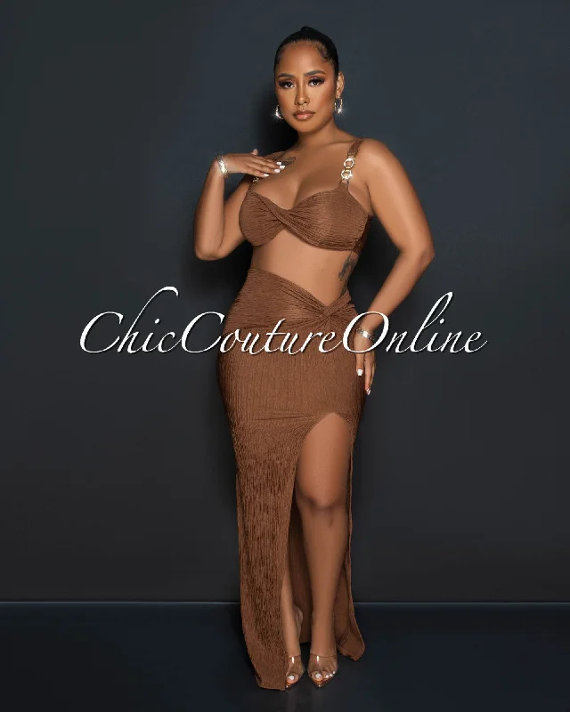 morena-brown-gold-link-straps-crop-top-maxi-skirt-set