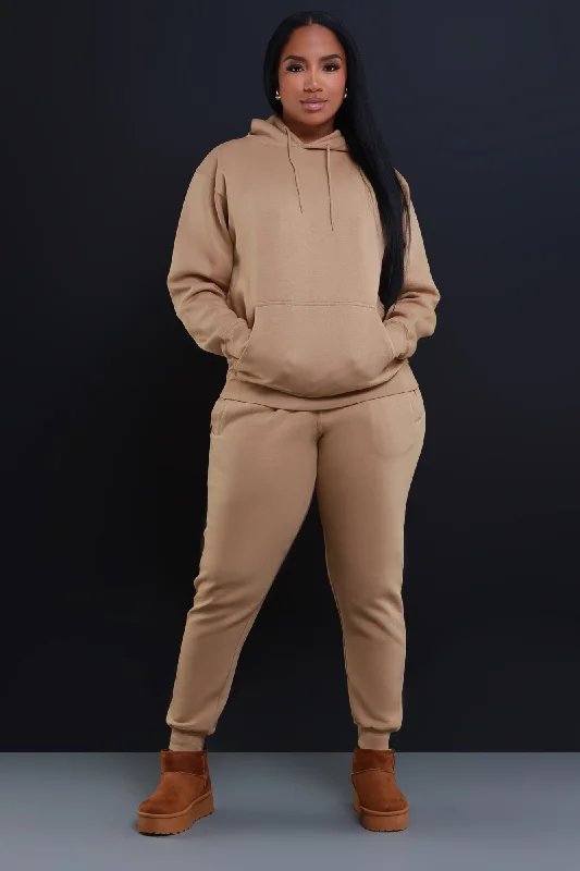 State Of Mind Hooded Jogger Set - Sand