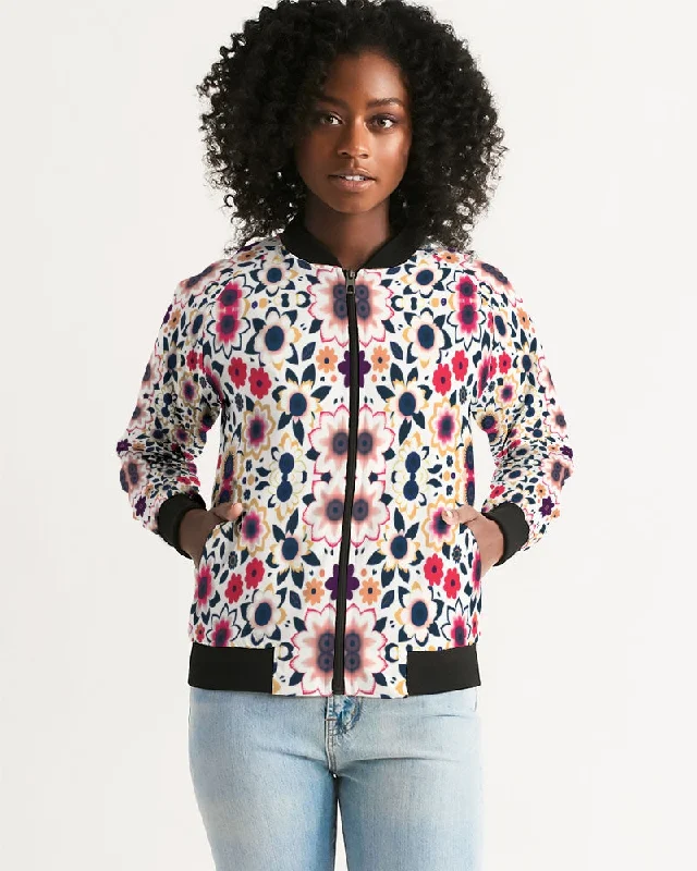 Abstract flower pattern Women's All-Over Print Bomber Jacket