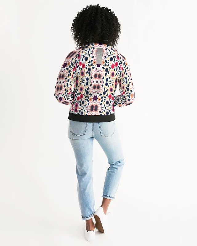 Abstract flower pattern Women's All-Over Print Bomber Jacket