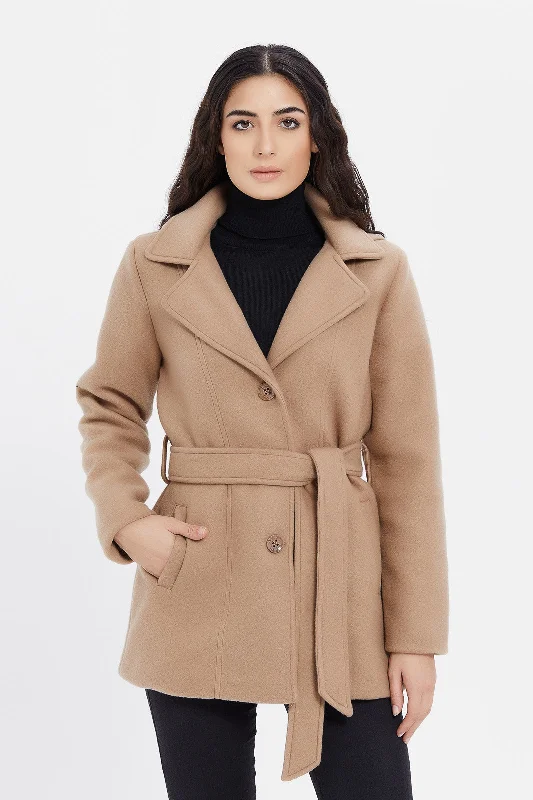 Women Brown Hooded Coat