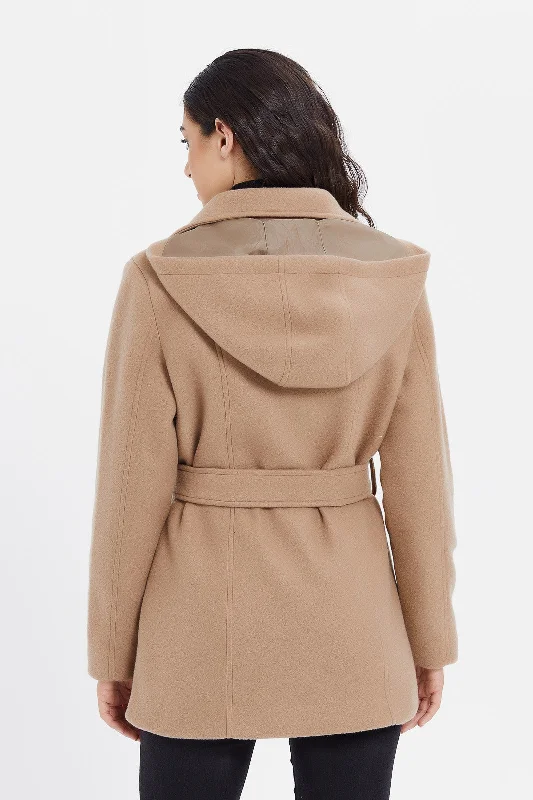 Women Brown Hooded Coat