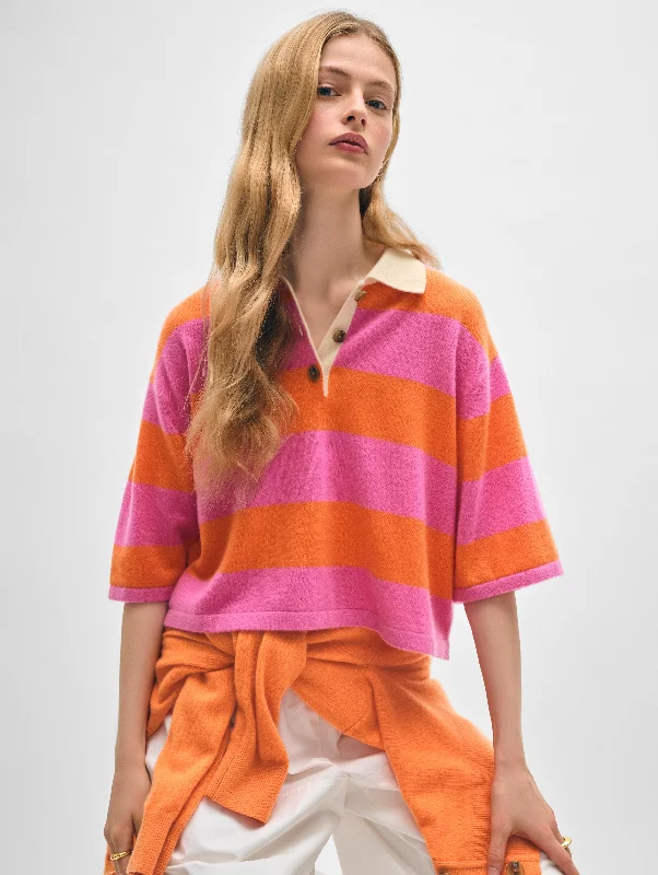 Cashmere Cropped Striped Polo