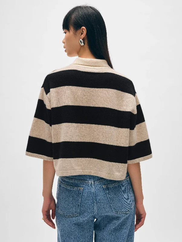 Cashmere Cropped Striped Polo