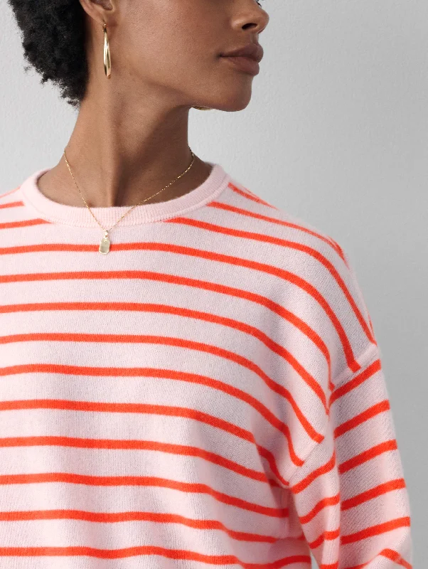 Cashmere Drop Shoulder Striped Sweater