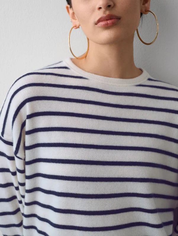 Cashmere Drop Shoulder Striped Sweater