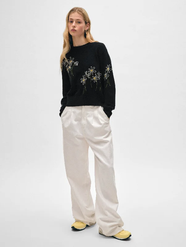 Cashmere Embroidered Crewneck