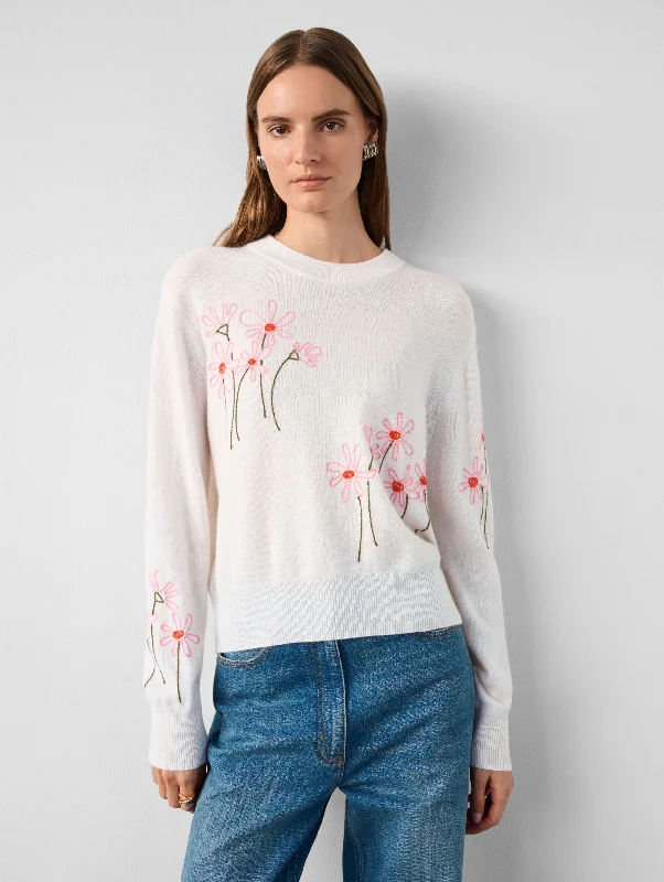 Cashmere Embroidered Crewneck