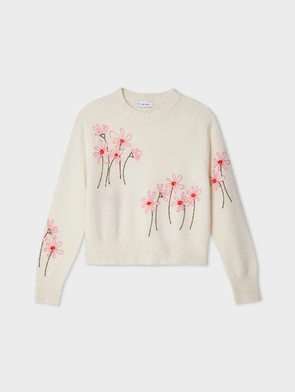 Cashmere Embroidered Crewneck