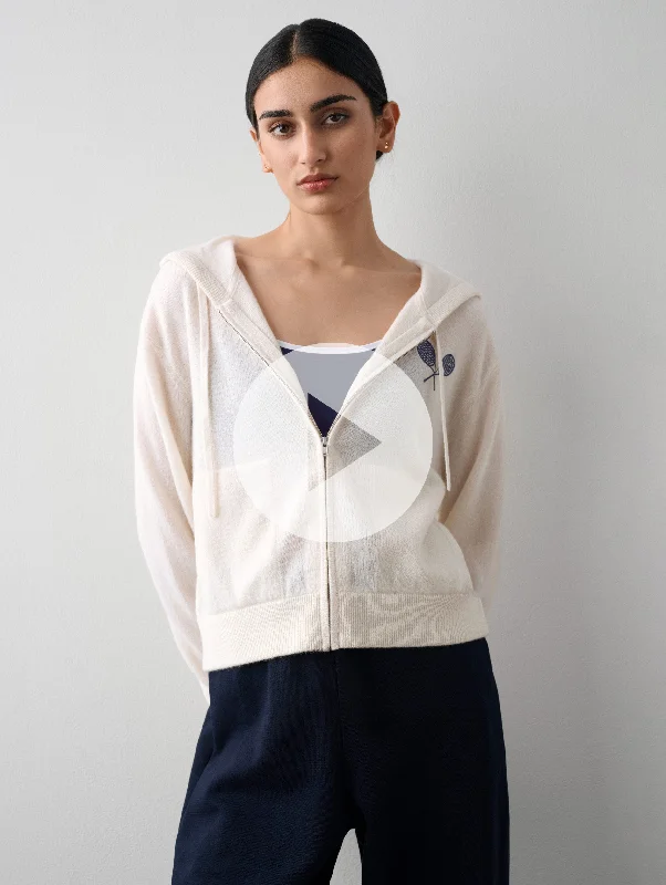 Cashmere Racket Cropped Zip Hoodie