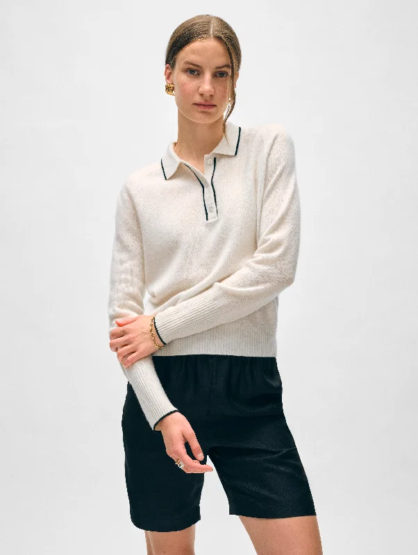 Cashmere Ribbed Trim Polo