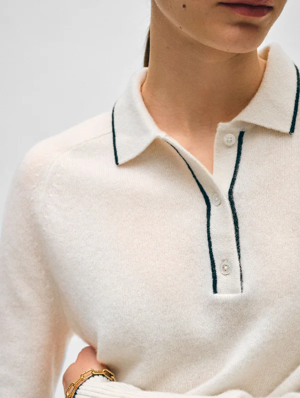 Cashmere Ribbed Trim Polo