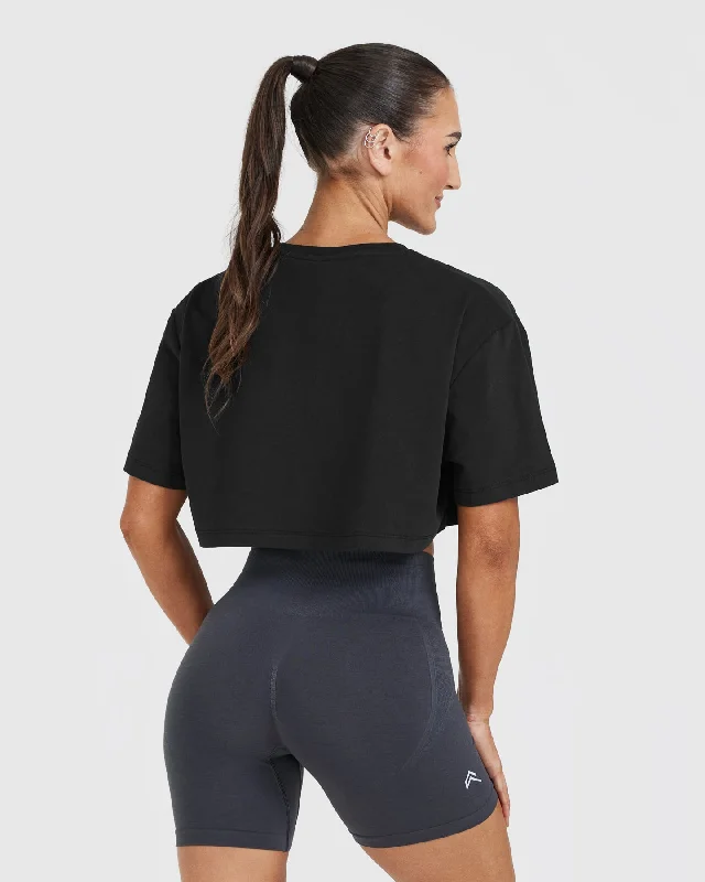 Classic Crop Lightweight T-Shirt | Black