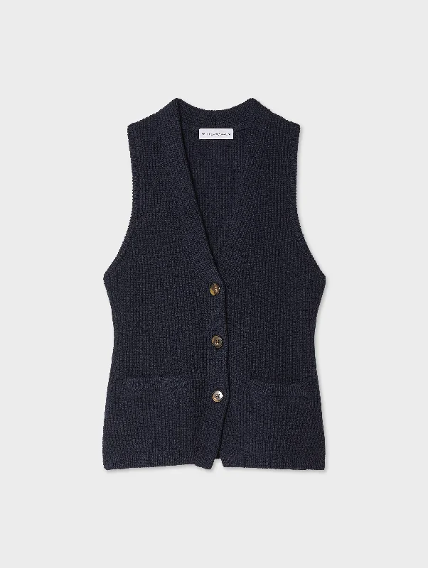 Cotton Linen Ribbed Waistcoat