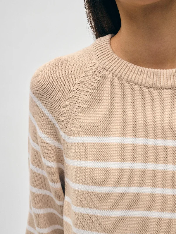 Organic Cotton Stripe Raglan Crewneck