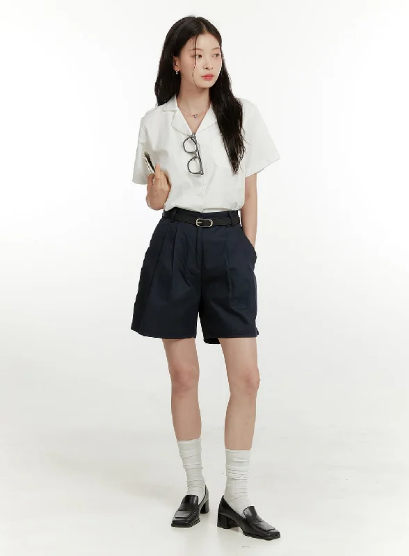 Pintuck Cotton Shorts OU418