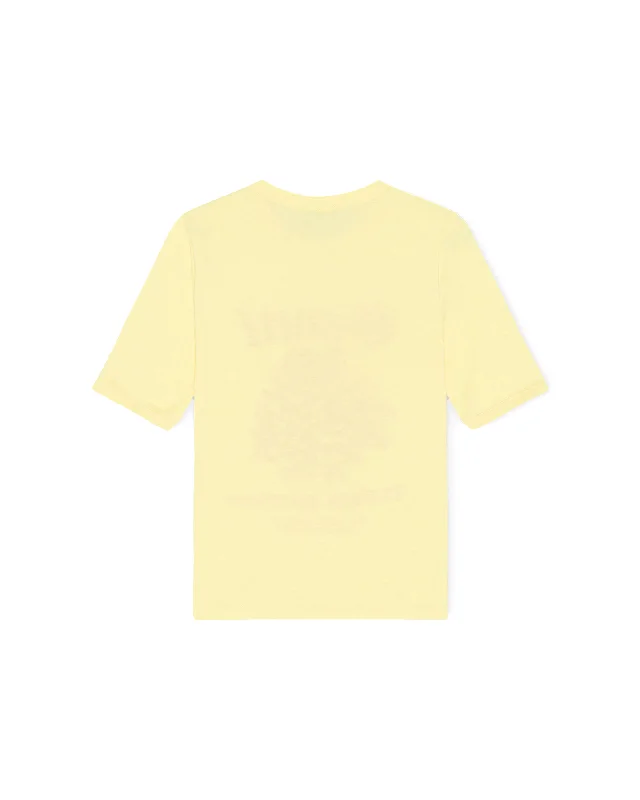 Light Cotton Jersey Flower Fitted T­-shirt - Yellow Cream