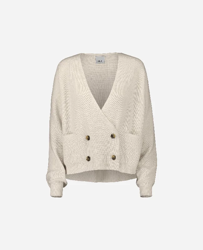 Strickjacke aus Cashmere-Mischung in Creme