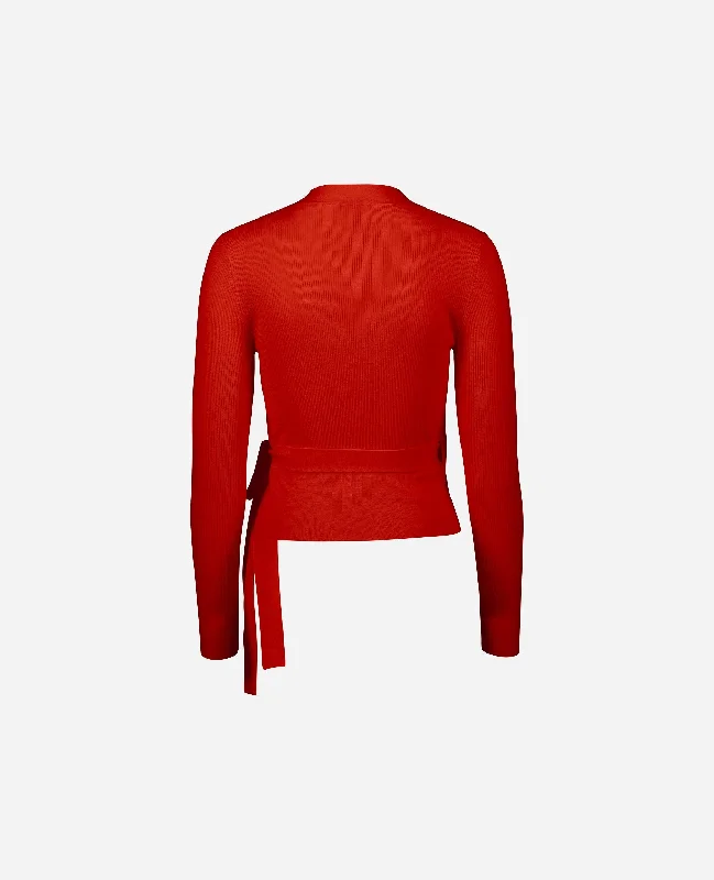 Strickjacke aus Wolle in Rot