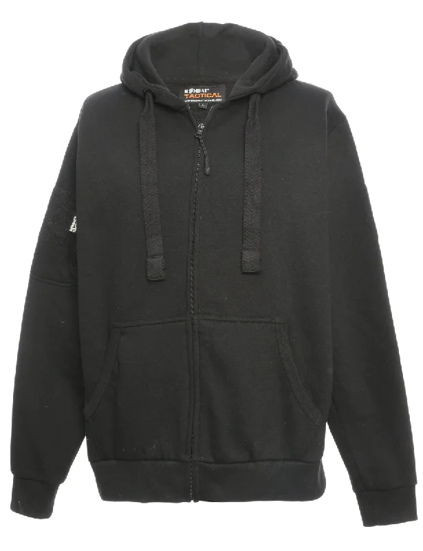 Black Hooded Track Top - L