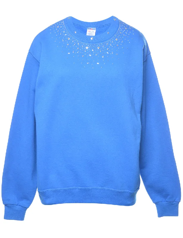 Blue Beaded Sweatshirt - L