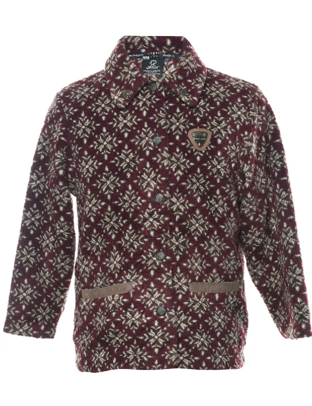 Burgundy Patterned Fleece - S