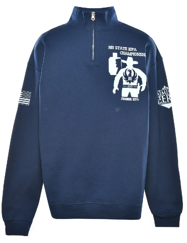 Navy Printed Sweatshirt - L