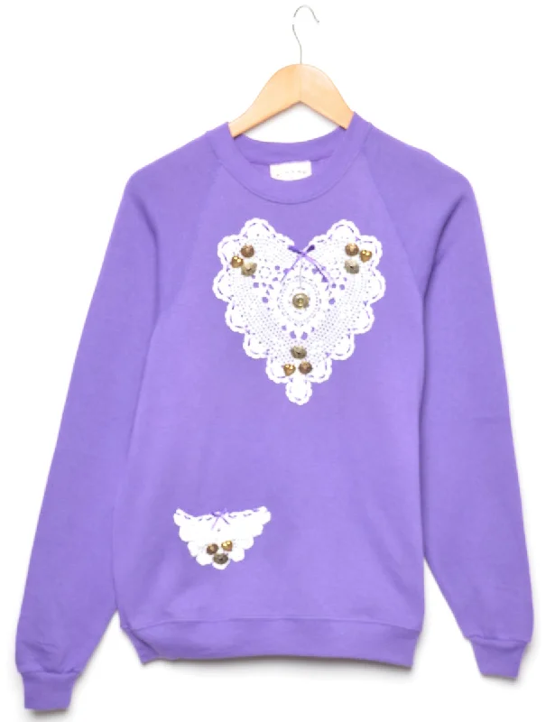 Purple Printed Sweatshirt - M