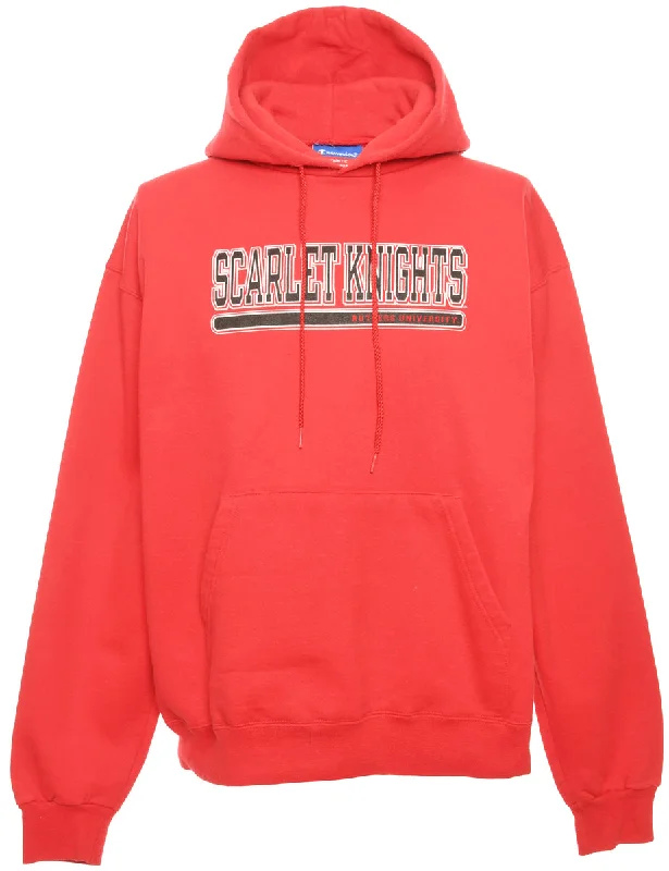 Red Champion Printed Hoodie - L