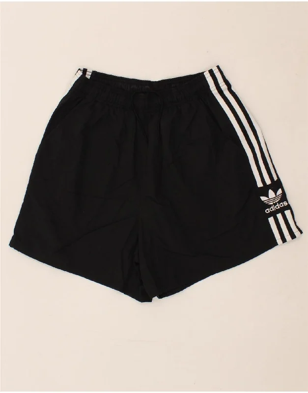 ADIDAS Womens Graphic Sport Shorts UK 12 Medium  Black Polyester