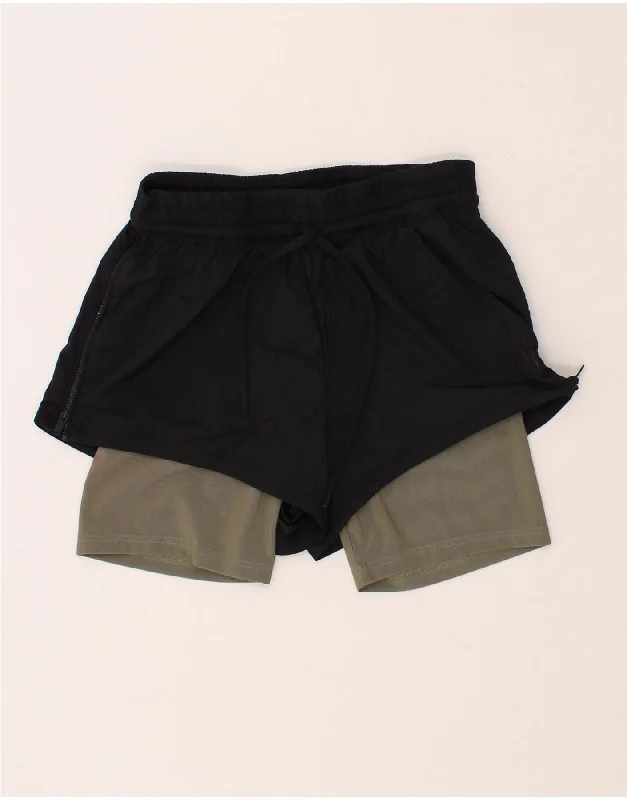 ADIDAS Womens Sport Shorts UK 8/10 Small Black Colourblock