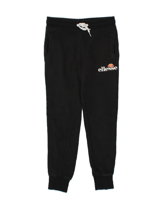 ELLESSE Womens Graphic Tracksuit Trousers Joggers UK 8 Small  Black Cotton