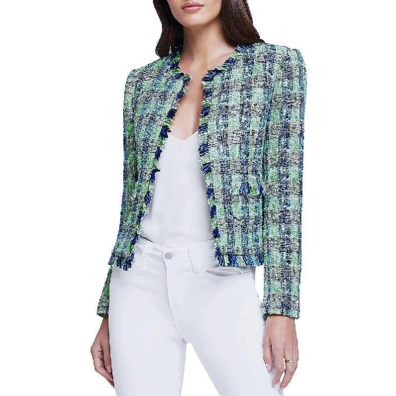 L'Agence Womens Angelina Tweed Office Collarless Blazer