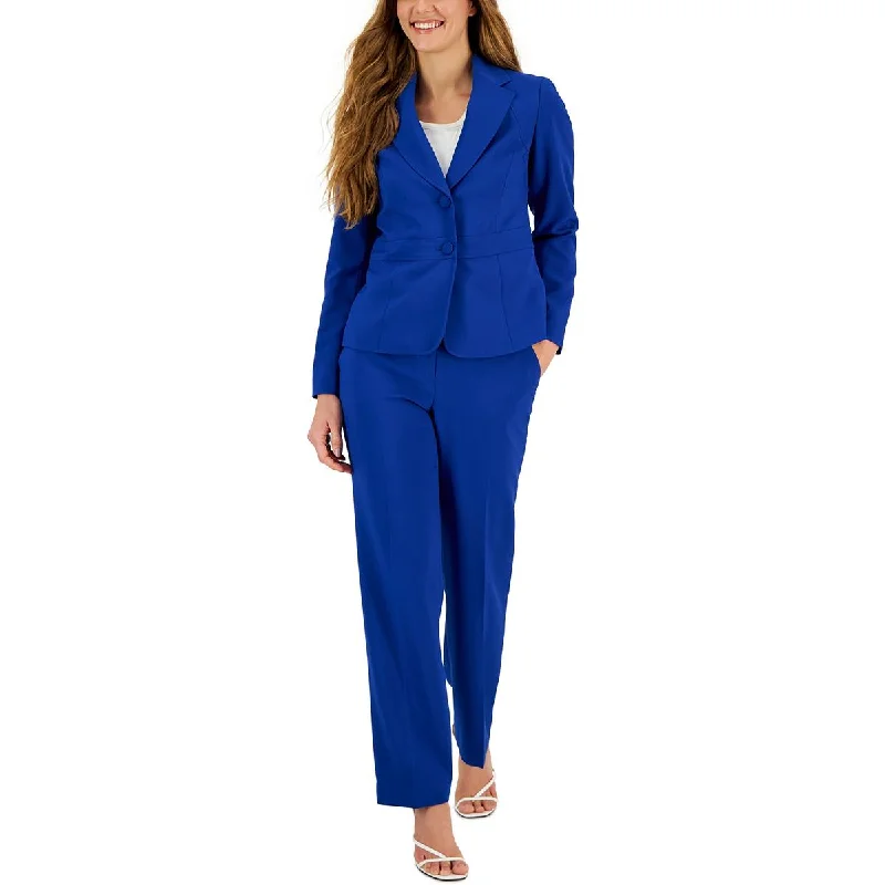 Le Suit Womens Knit Long Sleeves Two-Button Blazer